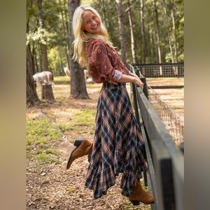 Natural Life Navy plaid cotton skirt, NWT